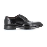 Zwarte Geborsteld Leren Derby Schoenen Green George , Black , Heren