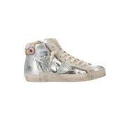 Iridescent Studded Hoge Top Sneakers Philippe Model , Gray , Dames