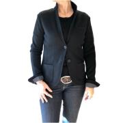 Klassieke Geribbelde Wollen Blazer Mason's , Black , Dames