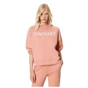 Hoodie met raglanmouwen Twinset , Pink , Dames