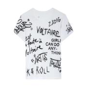 Wit Katoenen Dames T-Shirt met ZadigVoltaire Manifesto Print Zadig & V...