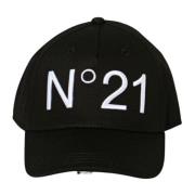 Zwarte geborduurde logo vizierhoed N21 , Black , Unisex