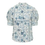 Bloemen Kruissteek Korte Mouw Blouse See by Chloé , Blue , Dames