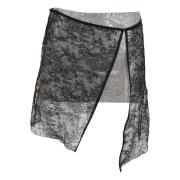 Glitterende Kant Geborduurde Rok Nué , Black , Dames