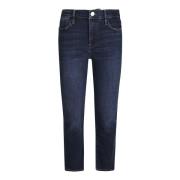 Hoge Straight Jeans voor Moderne Vrouwen Frame , Blue , Dames