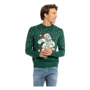 Groene Kasjmiermix Trui met Merry Xmas Print MC2 Saint Barth , Green ,...