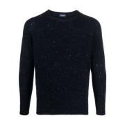 Midnight Blue Speckle-Gebreide Trui Drumohr , Blue , Heren