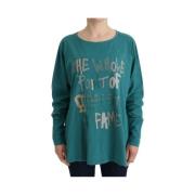 Katoenen Trui met Logo Print John Galliano , Green , Dames