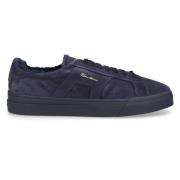 Lage Sneaker in Veloursleder Santoni , Blue , Heren