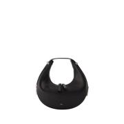 Mini Halvemaan Handtas - Zwart Leer Osoi , Black , Dames