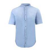 Blauwe Stretch Denim Overhemd Ss22 Dondup , Blue , Heren