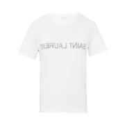 Omgekeerd Logo T-Shirt Saint Laurent , White , Dames