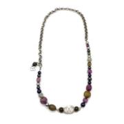 Pre-owned Metal necklaces Chanel Vintage , Purple , Dames