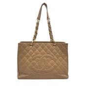 Pre-owned Leather totes Chanel Vintage , Beige , Dames