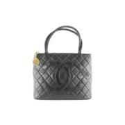 Zwarte Stoffen Vintage Tas Chanel Vintage , Black , Unisex