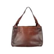 Vintage Bruine Leren Schoudertas Gucci Vintage , Brown , Dames