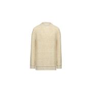 Gebreide Sweatshirt met Ruwe Weving Maison Margiela , Beige , Dames