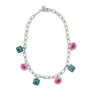 Roze Bloemen Malachiet Ketting Marni , Multicolor , Unisex