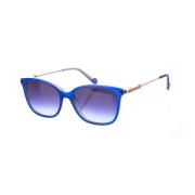 Blauwe Ovale Zonnebril met Metalen Frame Liu Jo , Blue , Dames