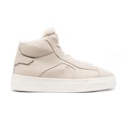 Beige High-Top Sheepskin Sneakers Santoni , Beige , Dames