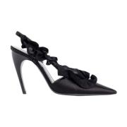 Zwarte Gerimpelde Satijnen Slingback Pumps Nensi Dojaka , Black , Dame...