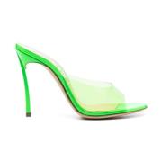 Neon Groene Transparante Peep-Toe Sandalen Casadei , Green , Dames
