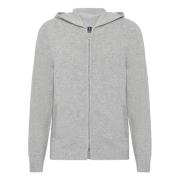 Luxe Cashmere Blend Zip Hoodie Sweater Boggi Milano , Gray , Heren