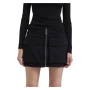 Denim Katoenen Rok Haikure , Black , Dames