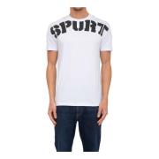 Klassiek Katoenen Heren T-Shirt Plein Sport , White , Heren