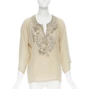 Pre-owned Silk tops Oscar De La Renta Pre-owned , Beige , Dames