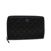 Pre-owned Leather wallets Chanel Vintage , Black , Dames