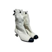 Pre-owned Leather boots Chanel Vintage , White , Dames