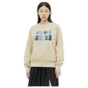 Patchwork Sweatshirt met Logo Print Aries , Beige , Dames