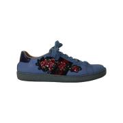 Pre-owned Leather sneakers Gucci Vintage , Blue , Dames