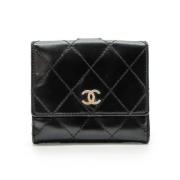 Pre-owned Leather wallets Chanel Vintage , Black , Dames