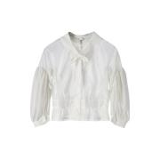 Witte Polyester Top met Peplum Zoom Comme des Garçons , White , Dames