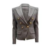 Pre-owned Wool outerwear Balmain Pre-owned , Gray , Dames