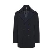 Waterdichte Peacoat met Hoge Kraag Rits RRD , Black , Heren