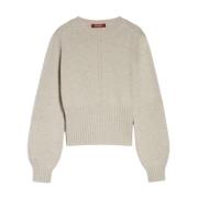 Wollen en Kasjmier Crewneck Trui Max Mara Studio , Beige , Dames