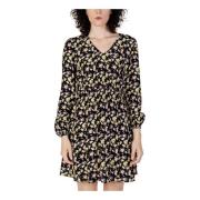 Bloemen V-hals Lange Mouw Jurk Jacqueline de Yong , Black , Dames