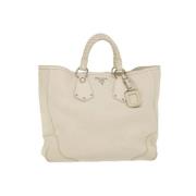 Pre-owned Leather handbags Prada Vintage , White , Dames