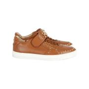 Pre-owned Leather sneakers Versace Pre-owned , Brown , Dames