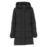 Zwarte Parka met Hoge Kraag en Capuchon Woolrich , Black , Dames