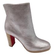 Zilver Metallic Leren Laarzen Christian Louboutin Pre-owned , Gray , D...