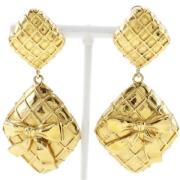 Chanel Gouden Metalen Clip Oorbellen Chanel Vintage , Yellow , Dames