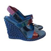 Pre-owned Leather sandals Yves Saint Laurent Vintage , Blue , Dames