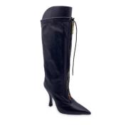 Pre-owned Leather boots Versace Pre-owned , Black , Dames