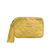 Tweedehands Gele Leren Chanel Crossbody Tas Chanel Vintage , Yellow , ...