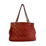 Tweedehands Rode Leren Chanel Tote Chanel Vintage , Red , Dames