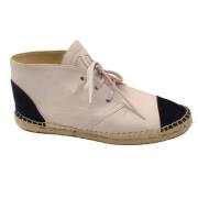 Beige Leren Veterschoen Espadrille Laarzen Chanel Vintage , Beige , Da...